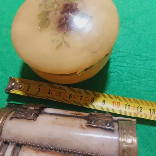 Joyeros antiguos hueso y onix 2 unidades, medianos