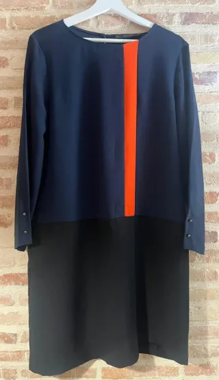 Vestido Zara azul y naranja talla L