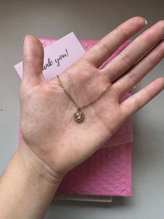 Colar coração aço inoxidável dourado e rosa