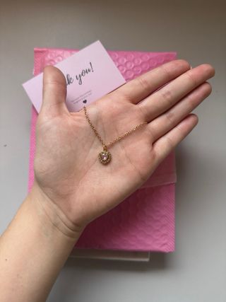 Colar coração aço inoxidável dourado e rosa