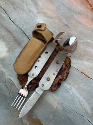 Juego de cubiertos plegables para acampada con fun