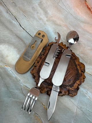 Juego de cubiertos plegables para acampada con fun