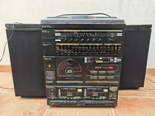 Minicadena Hi-Fi Negra con CD y Doble Cassette