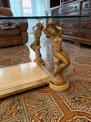 Mesa cristal y mármol