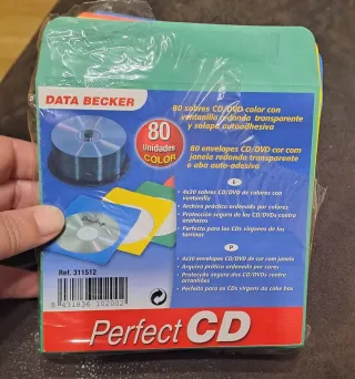 80 Sobres CD/DVD con Ventana Color