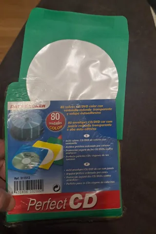 80 Sobres CD/DVD con Ventana Color