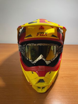Casco Motocross Fox Amarillo y Rojo