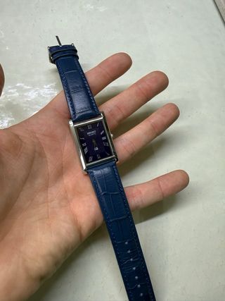 Orologio Seiko Rettangolare Blu e Argento