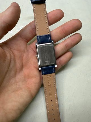 Orologio Seiko Rettangolare Blu e Argento