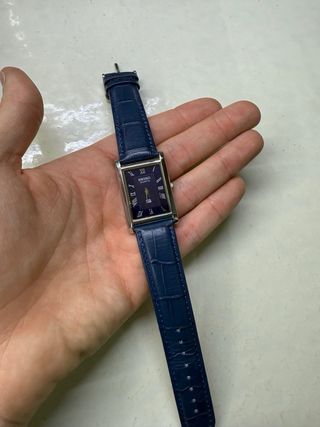 Orologio Seiko Rettangolare Blu e Argento