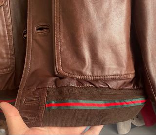 Giubbotto Bomber in Pelle Gucci Marrone