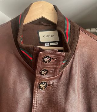 Giubbotto Bomber in Pelle Gucci Marrone
