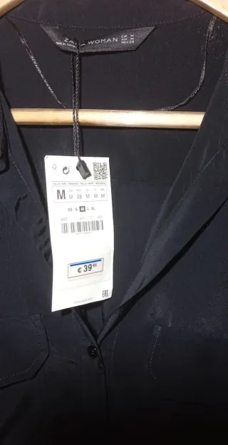 Camisa Zara Negra Talla M Nueva con Etiqueta