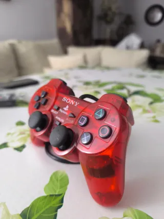 Controller PS2 Rosso Trasparente