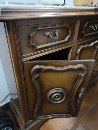 Mueble de entrada madera y mármol