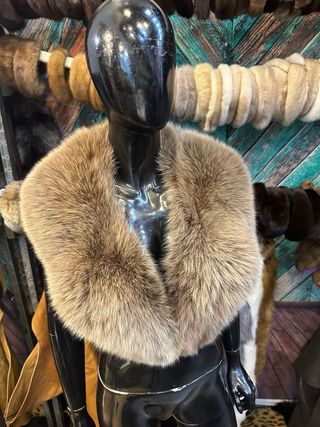 Collo pelliccia sciallato beige/marrone