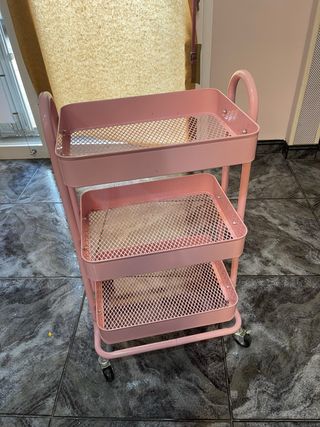 Carro auxiliar rosa 3 estantes