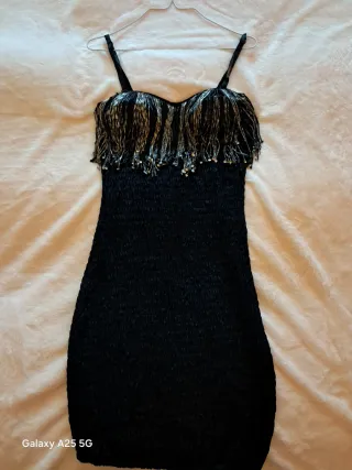 Vestito da sera nero con frange