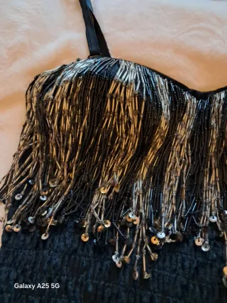 Vestito da sera nero con frange