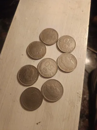 Lote 8 monedas 50 pesetas Juan Carlos I