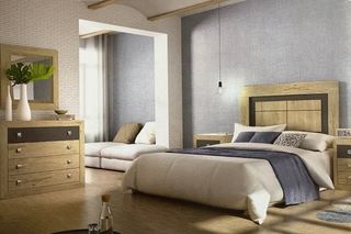 Dormitorio Matrimonio Moderno Madera y Blanco