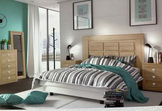 Dormitorio Matrimonio Moderno Madera y Blanco