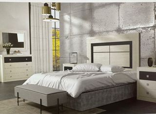 Dormitorio Matrimonio Moderno Madera y Blanco