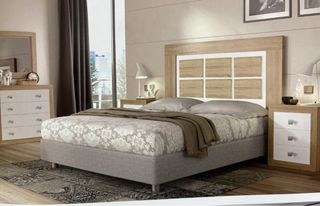 Dormitorio Matrimonio Moderno Madera y Blanco