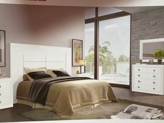 Dormitorio Matrimonio Moderno Madera y Blanco