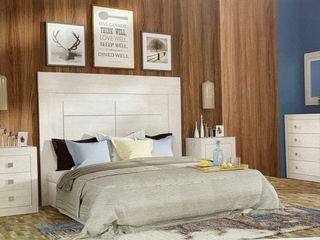 Dormitorio Matrimonio Moderno Madera y Blanco