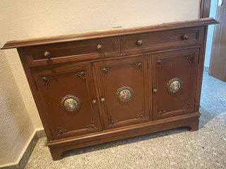 Mueble recibidor madera y mármol