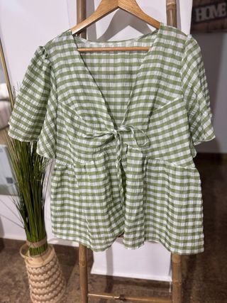 Blusa Vichy Verde y Blanca