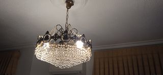 Lámpara Colgante circular Cristal y Metal Dorado