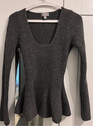 Jersey gris acanalado peplum