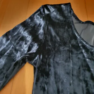 Vestido Terciopelo Brillo Azul Manga Larga