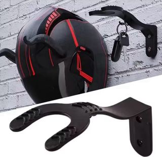 Soporte Casco Moto y Llaves Negro