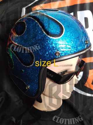 Casco flames blu L