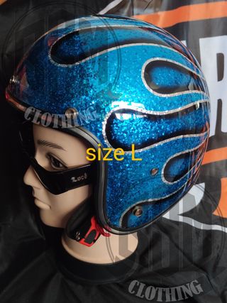 Casco flames blu L