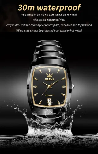 Reloj Olevs Negro y Dorado Hombre