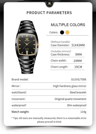 Reloj Olevs Negro y Dorado Hombre