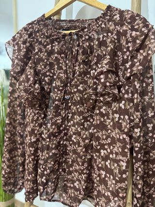 Blusa floral marrón Lefties XL