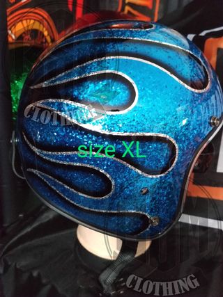 Casco flames blu XL