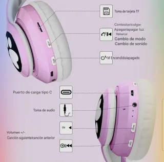 Cascos gato niña,adolescente, abuela luces led