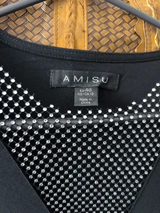 Vestido fiesta corto Amisu negro con brillos