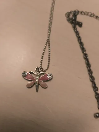 Colgante Mariposa Rosa y Plateado