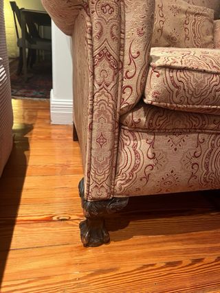 Poltrona vintage in tessuto e legno