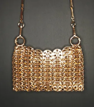 Bolso Malla Metálica Acero Dorado