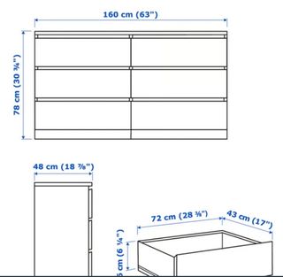 Cómoda Ikea MALM 6 cajones negro-marrón