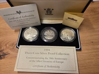 Colección 3 Monedas Plata Desembarco Normandía
