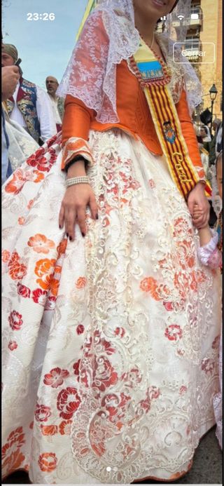 Traje Fallera Mujer Blanco Naranja